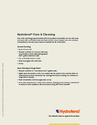 Care and Cleaning Card